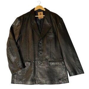 Territory Ahead Men's Genuine Leather Blazer Jacket Black XXL 3 Button Soft